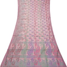 Namaste Vintage Pink Sarees 100 Pure Silk Woven Indian Sari 5YD Craft Fabric
