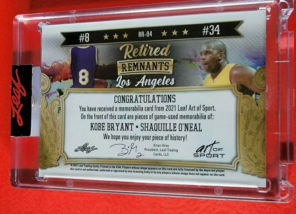TARJETA JERSEY USADA EN EL JUEGO KOBE BRYANT SHAQUILLE O'NEAL #d17/25 21 HOJAS ARTE DEL DEPORTE Foto 2 de 2