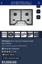 Whirlpool 30-in 4 Burners Stainless Steel Gas Cooktop