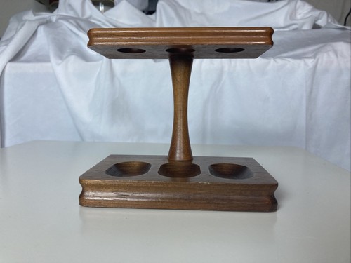 Vintage Walnut Wood 3 Stem Tabletop Pipe Rack Holder Stand Decatur ...