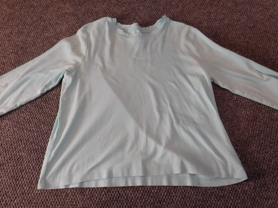 Blusa Orvis Mujer Mediana Azul Pullover Clásico Informal Top Algodón Foto 4 de 4
