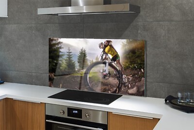 Tulup Küchenrückwand Spritzschutz aus Glas 140x70 Cloud Mountainbike