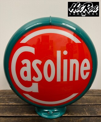 #ad #ad RED GASOLINE Reproduction 13.5quot; Gas Pump Globe Green Body $175.00