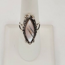 Vintage Sterling Silver Handmade Southwestern Mother of Pearl Ring Size 6.75