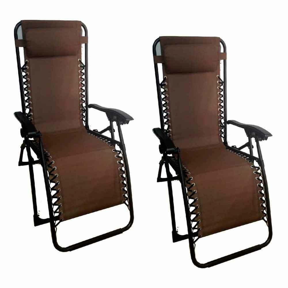 Sedia sdraio reclinabile gravità zero marrone x richiudibile - Main Image