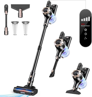 Cordless Vacuum Cleaner, 8-in-1 Lightweight Stick Vacuum with 45min Runtime, blk