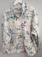 Vintage Alfred Dunner Fleece Jacket | L Cream Check Leaves Pattern