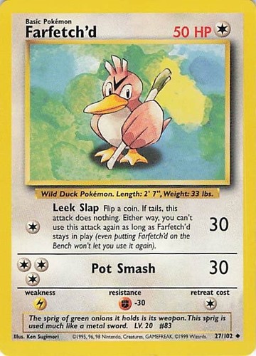 Farfetch'd Shadowless 27/102 Base Set Pokemon Card LP