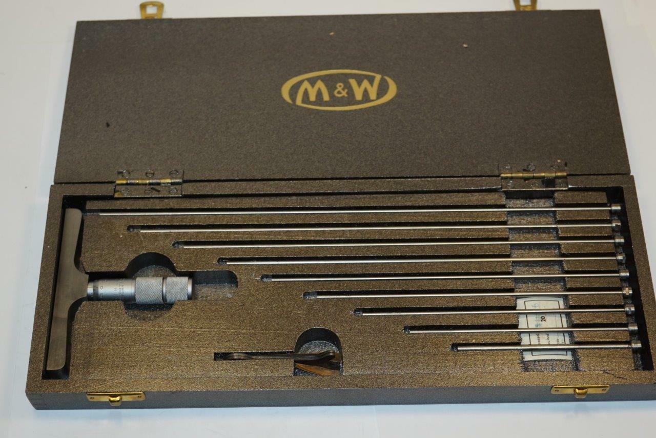 New Moore & Wright Made in England 0-225mm Depth Micrometer 10pc SET 102mm Base
