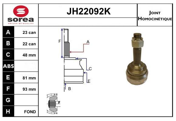 Joint d'arbre de transmission SNRA JH22092K pour éliminer les bruits de cardan