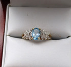 14K Yellow Gold Blue Topaz Diamond Cocktail Ring Size 7.25 — photo 10