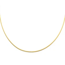 14K Yellow OR White Gold 1mm Sparkle Omega Necklace - 17"
