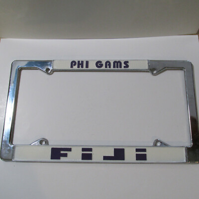 Phi Gamma Delta FIJI Gams Chrome License Plate Frame, Die Cast, New, Made in USA