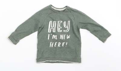 George Jungen grün Baumwollmischung Pullover T-Shirt Größe 12-18 Monate-Hey I a