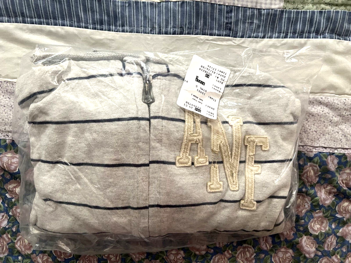 Rare Vintage Abercrombie Fitch AF Fleece Light Grey Jacket Gray