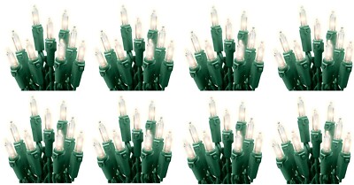 (8) Holiday Wonderland 48150-88A 300 Count Clear Miniature Christmas Light Sets