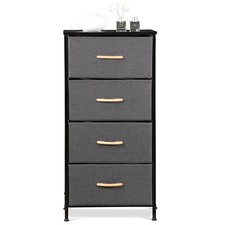 4 Drawer Fabric Dresser Storage Tower Organizer Sturdy Steel Frame Sturdy Steel