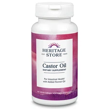 Heritage Store Castor Oil 725 mg | Healthy Intestinal Balance | 60 Caps