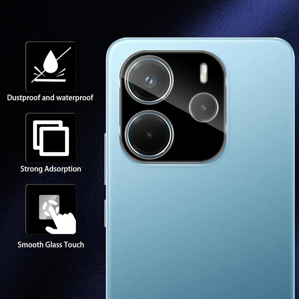 For Xiaomi Redmi Note 14 5G Camera Lens 9H Protector Rear Glass Cover Black - Image 2 of 4