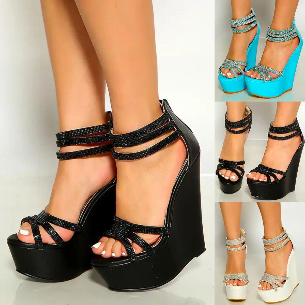 New Women's Lace-Up Sandals Summer Boho Wedge Heels High Platform Open Toe  Shoes