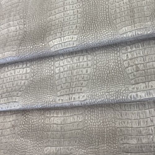 Leather skin gray embossed croco look Italian. Nappa Lambskin 0.9-1.1mm Real Leather - Picture 1 of 2