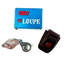 ANCO 10X Loupe Pocket Magnifier Glass Folding Jewelers w/ Box + Leather Case NEW