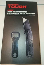 NEW HyperTough 2-piece Quick Change Kickback Utility Knife & Bottle Opener Set