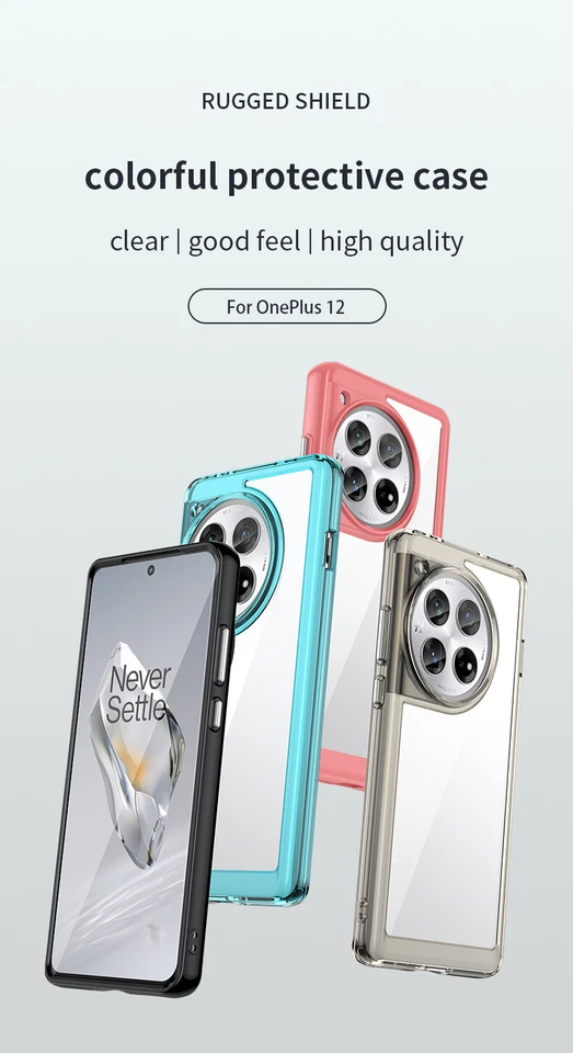 Funda protectora resistente transparente colorida para teléfono OnePlus 12R 11 Nord CE4 N300 Foto 2 de 4