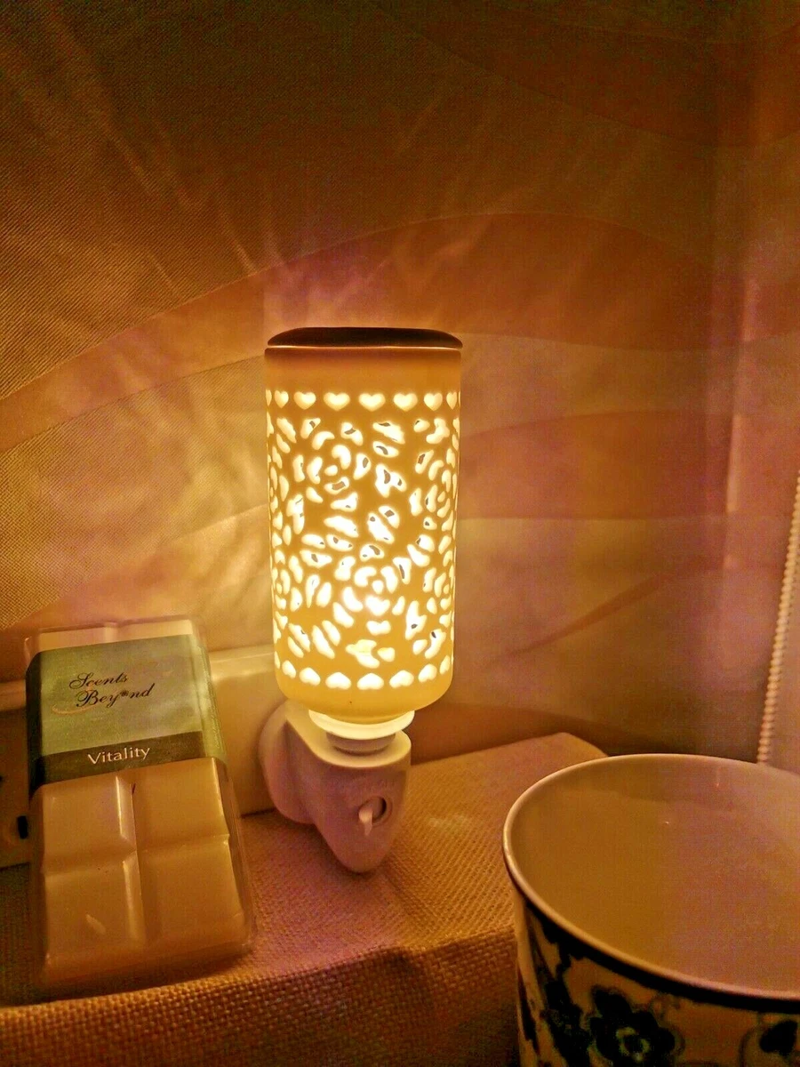 Electric Oil Burner Night light Rose Pattern Wall Plugin Oil