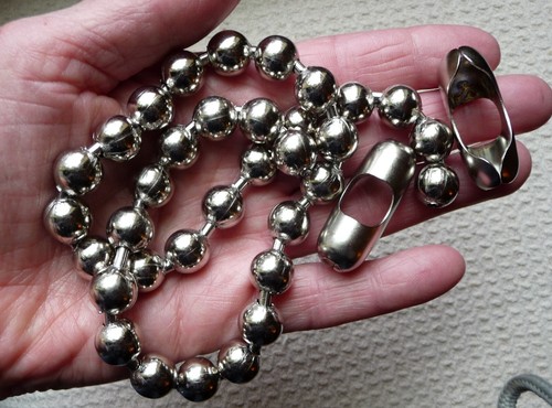 12mm STEEL BALL Bead CHAIN Sold by-the-foot ~ 1/2" bead #30 Size + connector - 第 1/13 張圖片