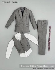 US ZYTOYS 1/6 PC004 Grey Suit Shirt Pants Clothes Set For 12'' Male Figure Doll
