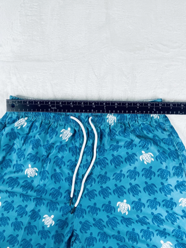 Spicy Tuna Shorts Mens Tagged M Blue White Turtle Pattern Pocket Swim Drawstring - Picture 9 of 11