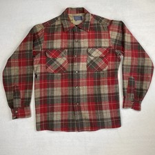 Vintage Pendleton Board Shirt Mens Medium Plaid Flannel Loop Collar Made in USA