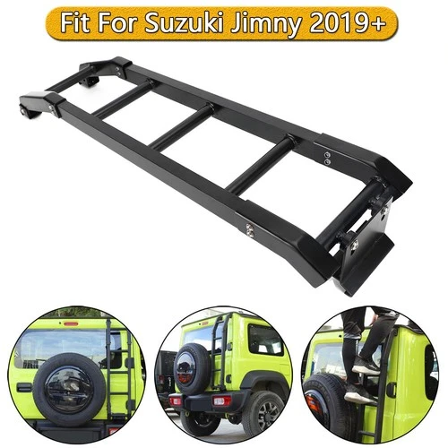 Aluminum Car Rear Tail Door Ladder Climbing Fit For Suzuki Jimny 2019+ Black