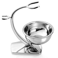 Shaving Bowl and Stand Set with Magnetic Base - 304 Steel Bowl  Chrome-Plate...
