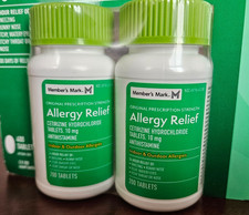 Member's Mark 10mg Cetirizine Hydrochloride 400 Tablets Allergy Relief Exp 12/26