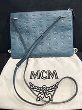 MCM Calfskin Monogram Klara Crossbody Pouch in Blue SPB JDW-346212