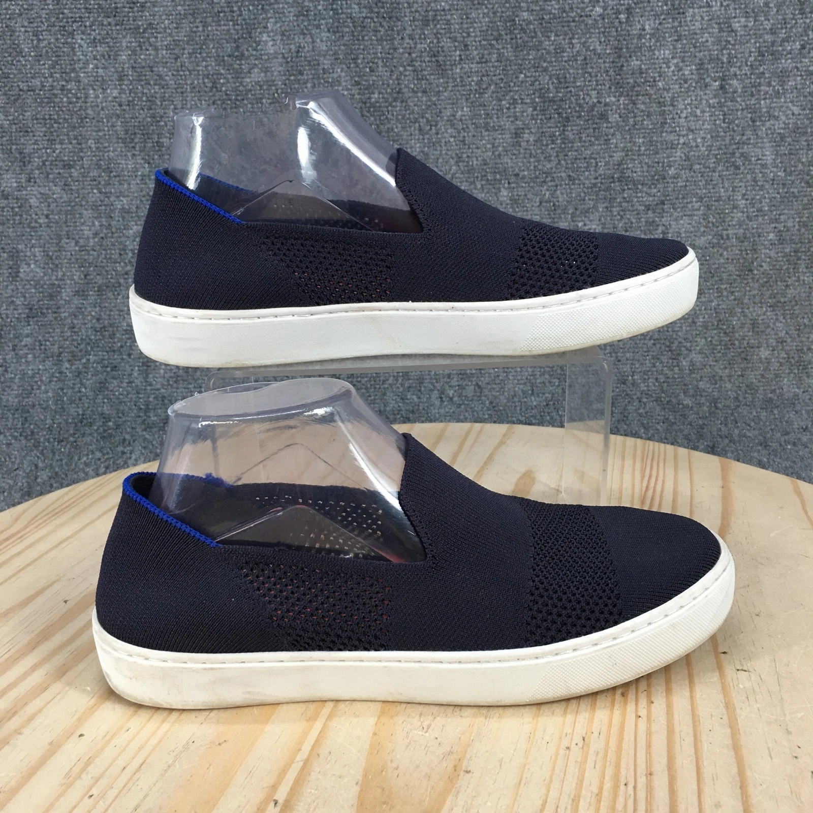 Rothy's Shoes Womens 9 Blue Maritime Lattice Stitch Slip On Sneakers Knit Casual