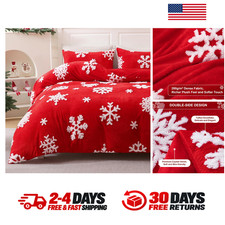 Christmas Duvet Cover Queen Size Fluffy Snowflake Jacquard Bedding Set with