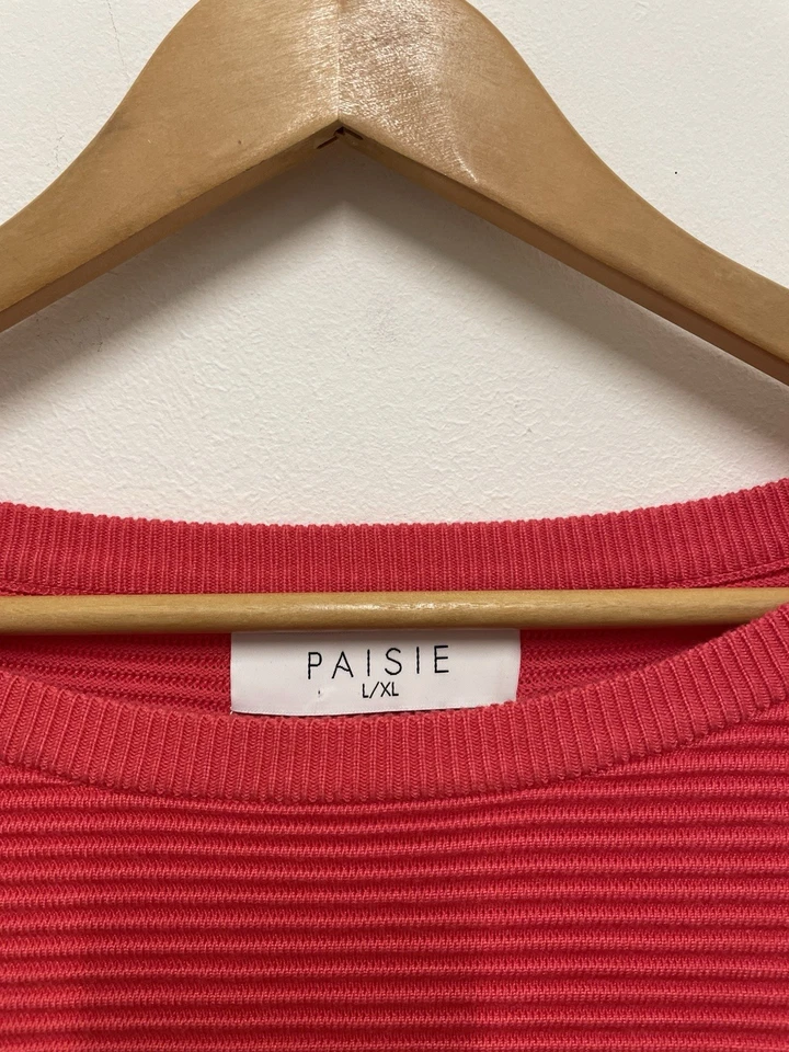 Paisie @ Plumo Ribbed Jumper Size L/XL Red Pink Oversized Boxy Longline - Image 2 of 4