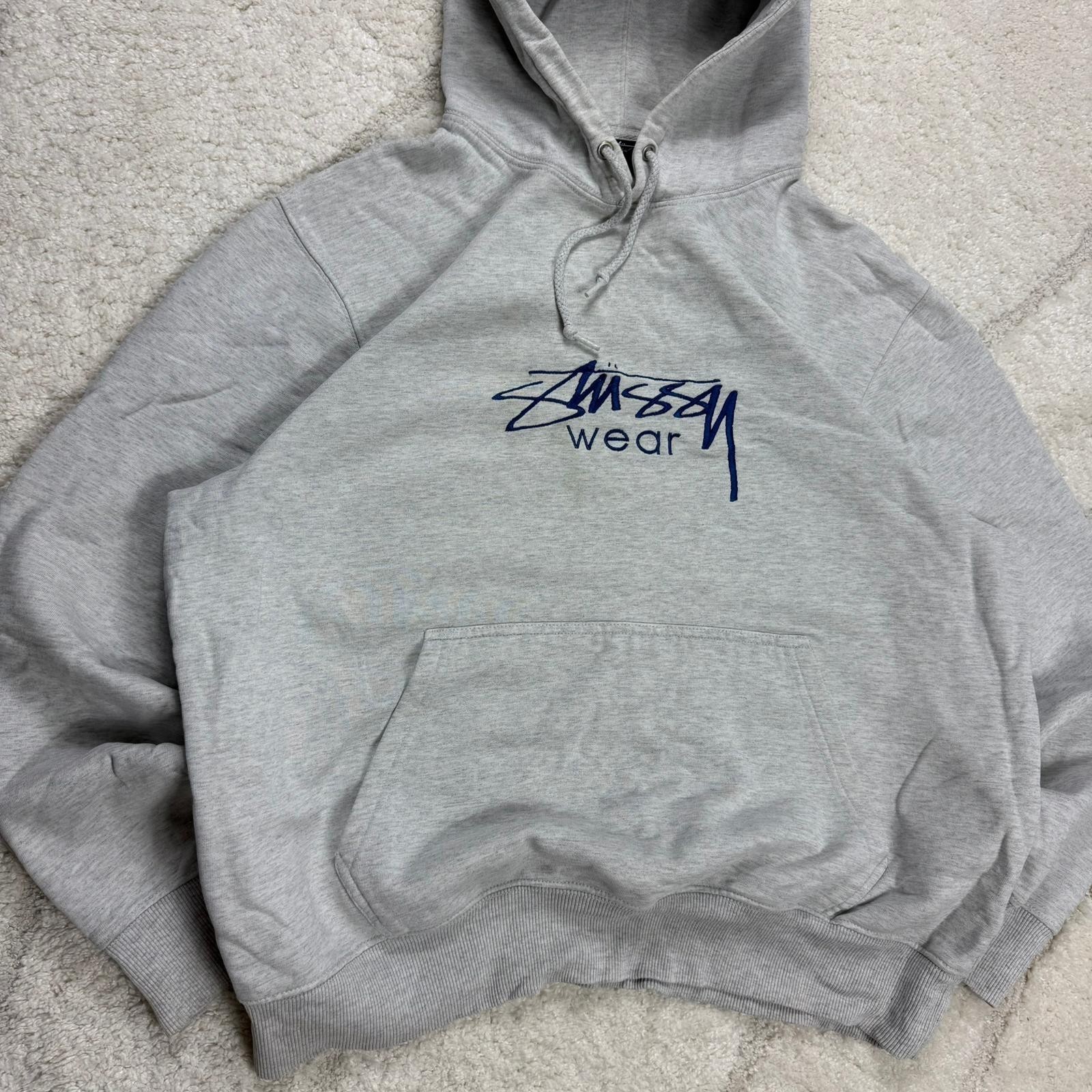 Vintage Stussy Wear 1990's Grey Heavyweight Oversized Size Large Pullover Hoodie image 2