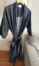 Vtg Pierre Cardin One Size Paisley Poly Flannel Belted Mid-Length Robe USA