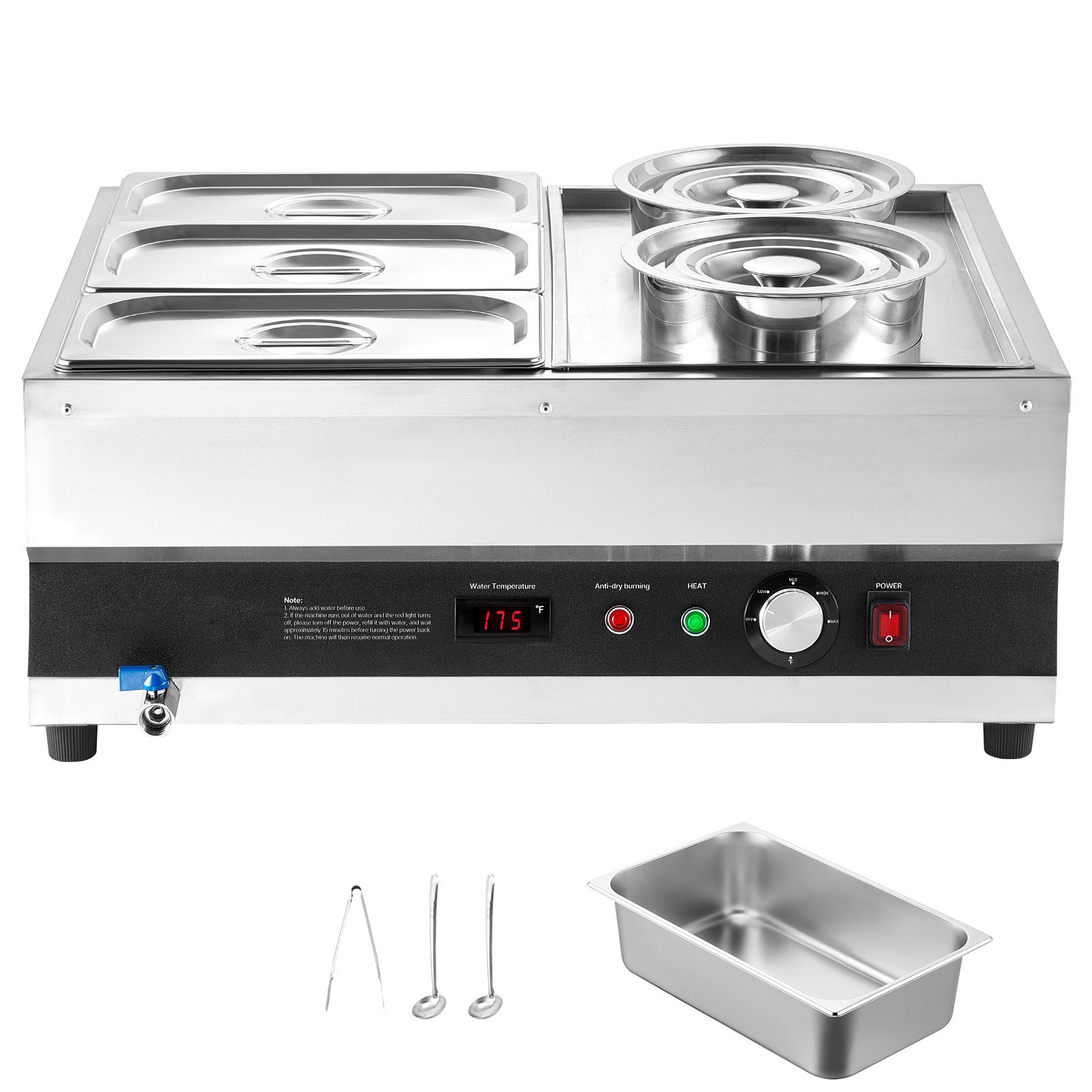 Commercial Soup Warmer Soup Station with 2-Pot & 3-Pan Kettle Warmer Steam Table