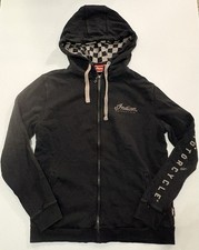 Indian Motorcycle Full Zip Hoodie Mens XL Black Graphic Long Sleeve Distressed