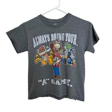 Nintendo  Y2K Mario Bros Video Game Bring Your A Game T-Shirt Youth Medium