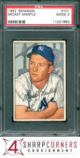 1952 BOWMAN #101 MICKEY MANTLE YANKEES HOF PSA 2