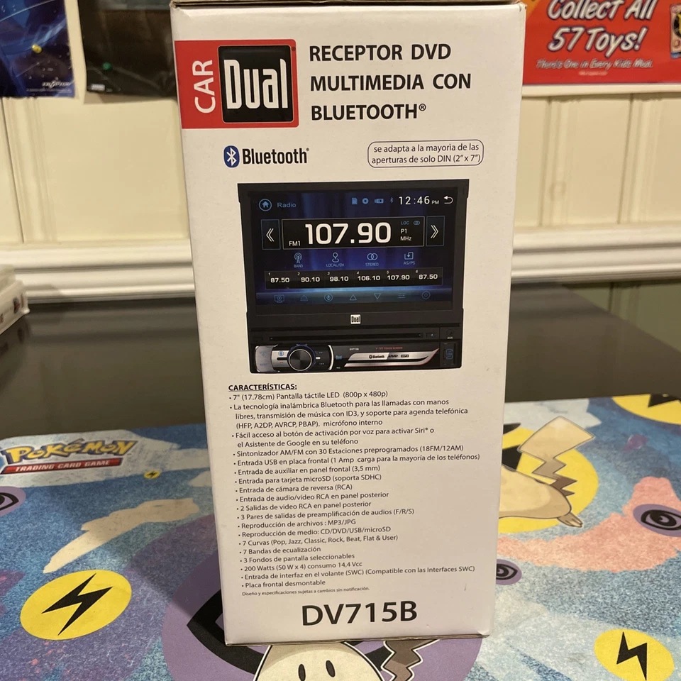 Dual DV715B 1-DIN CD/DVD/AM/FM Bluetooth In-Dash Receiver w/ 7" Flip Out Screen - Image 2 of 4