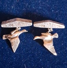 Para srebrnych spinki do mankietów Stirling Flying Duck oznaczonych Edinburgh 1981 M.D