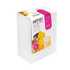 Studio Stretched Canvas, 9"X12", 7 Pack, 100% Cotton Acid Free, White, Academic