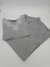 Lauren Ralph Lauren XLarge Gray/White Pajama Set No Collar Comfy Cozy